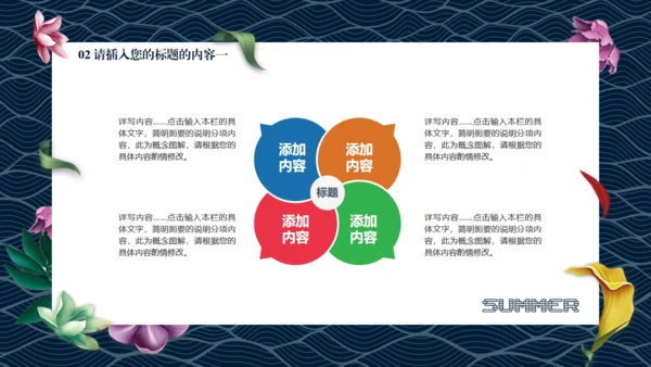 夏之美鸟语花香通用PPT模板