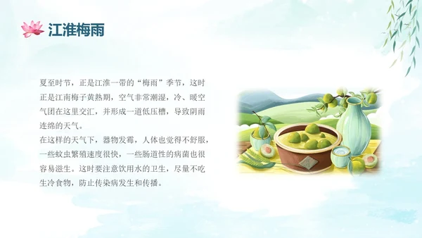 蓝绿色水墨国风夏至二十四节气知识科普PPT