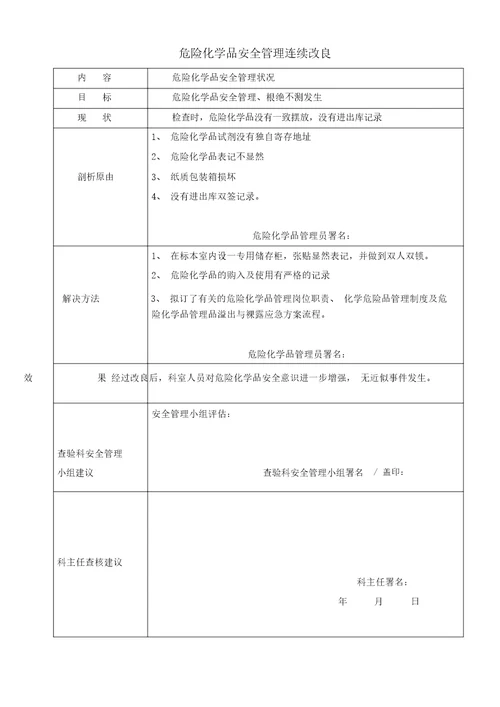 化学危险品管理持续改进