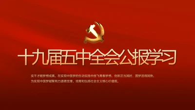 红色十九届五中全会公报学习PPT