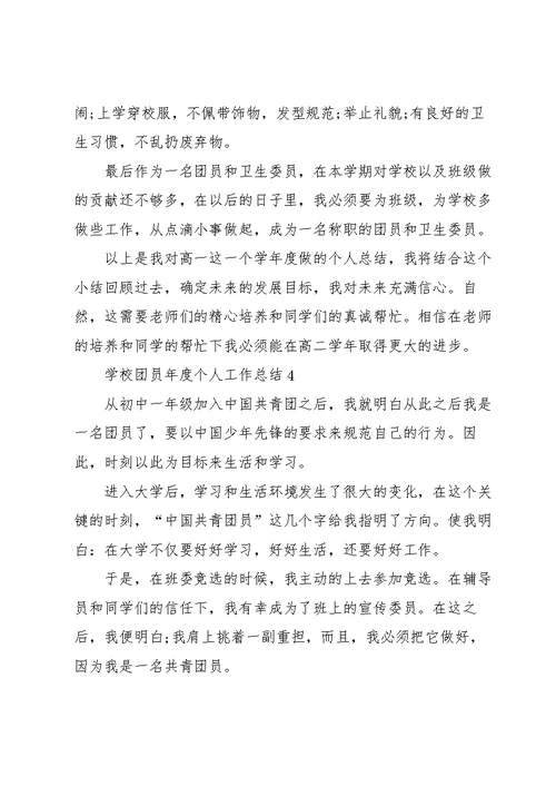 学校团员年度个人工作总结