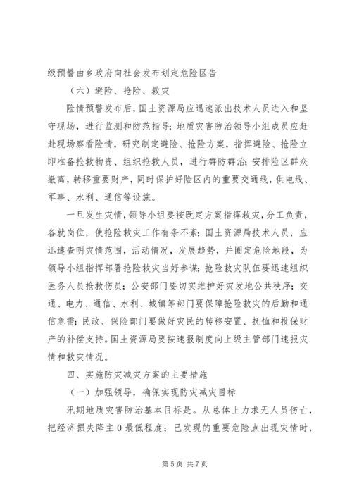 乡镇地质灾害防灾计划范文.docx