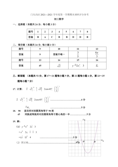 9.-门头沟初三数学2021.1期末答案.docx