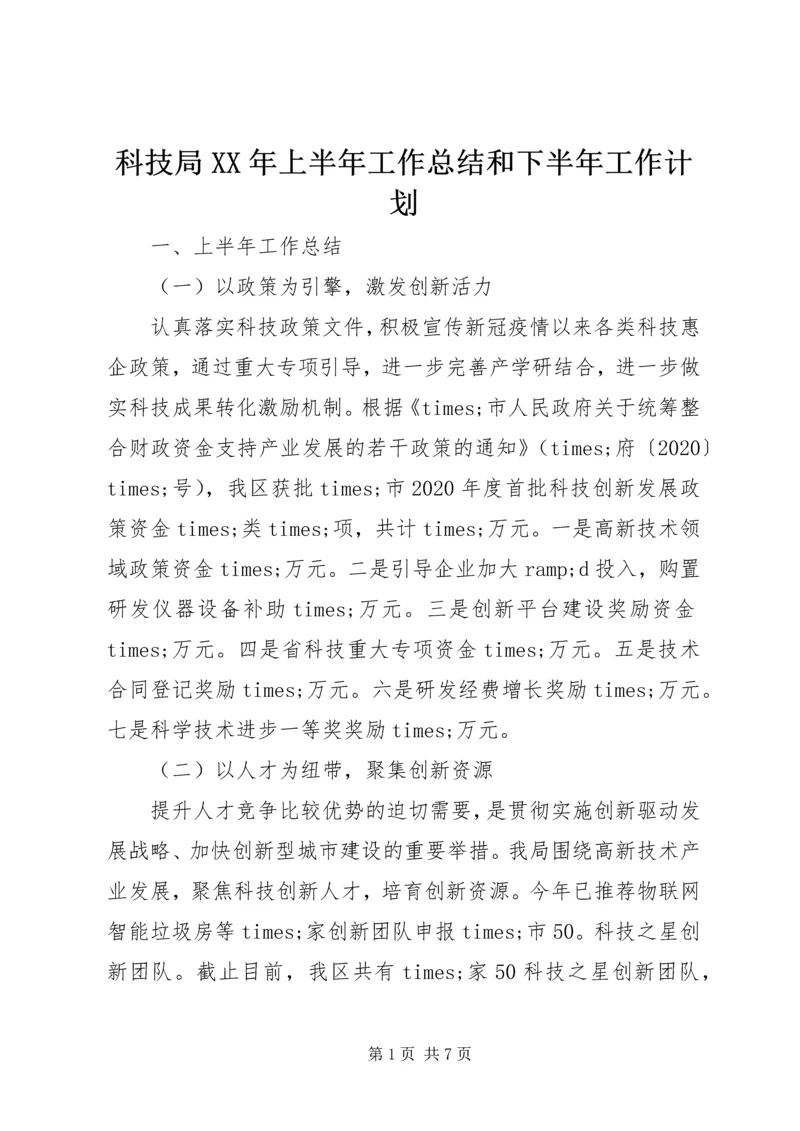 科技局XX年上半年工作总结和下半年工作计划.docx