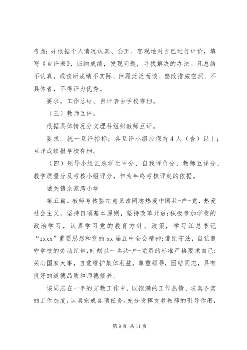 优秀教师考核小组推荐意见.docx