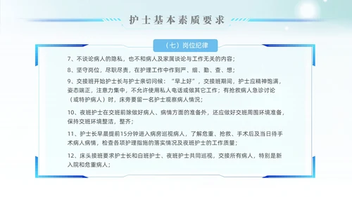 科技风蓝色护士行为规范护士职业道德护理学培训PPT课件