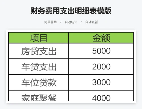 财务费用支出明细表模版