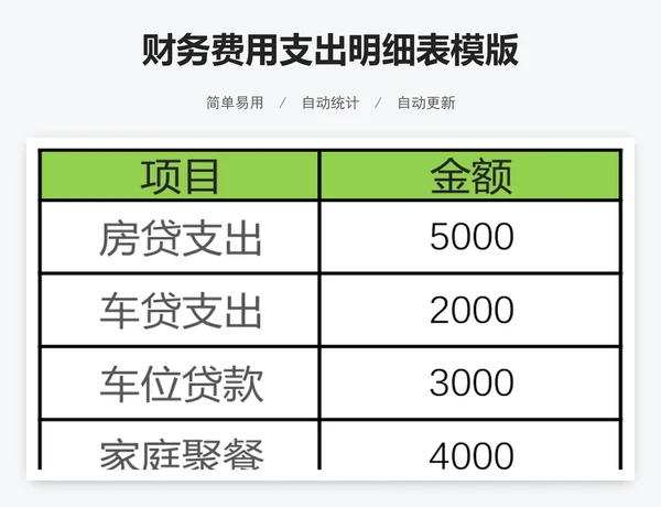 财务费用支出明细表模版
