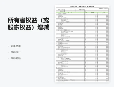 所有者权益（或股东权益）增减变动表