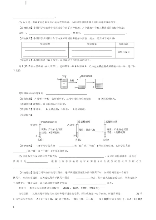 广东省2018年中考化学总复习专题四科学探究练习含答案