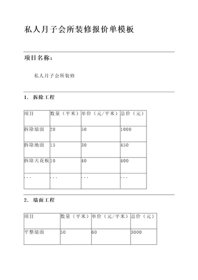 私人月子会所装修报价单