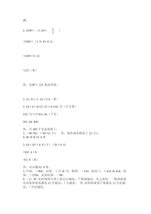 西师大版六年级数学下学期期末测试题及参考答案（名师推荐）.docx