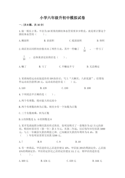 小学六年级升初中模拟试卷【夺冠系列】.docx