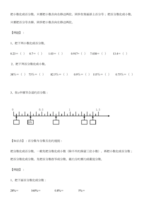 2023年新版北师大版六年级上册第四单元内百分数知识点及练习.docx