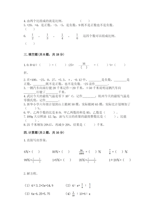 天峻县六年级下册数学期末测试卷审定版.docx