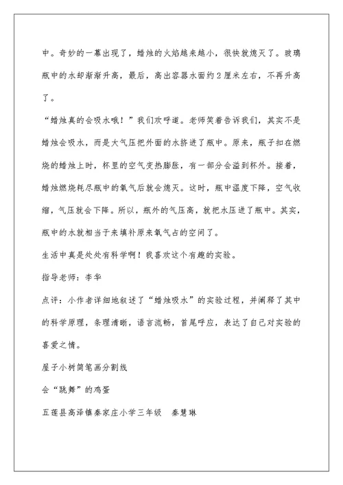 三年级下册第四单元习作指导—我做了一项小实验（范文）