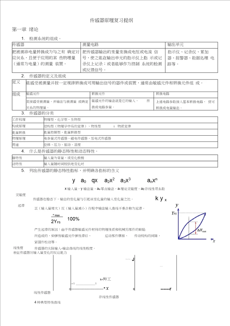 传感器原理复习提纲及详细知识点资料复习过程
