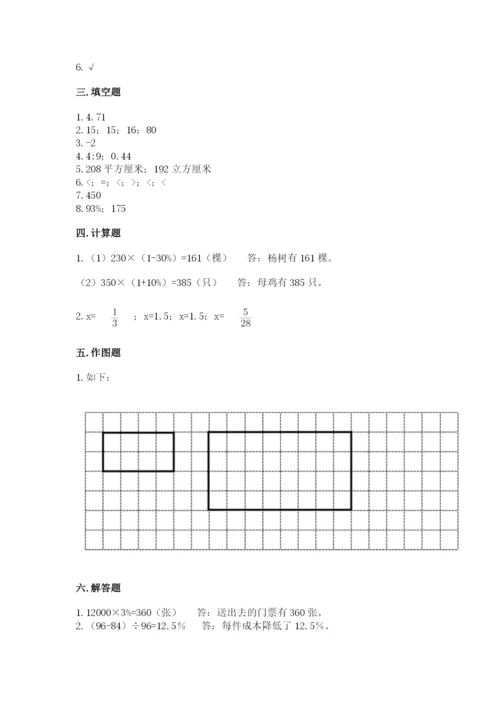临沂市沂南县六年级下册数学期末测试卷精品有答案.docx