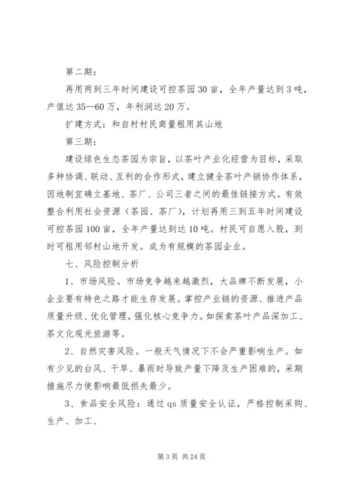 石岩茶种植投资项目计划书精编.docx