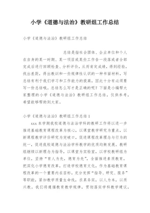 小学《道德与法治》教研组工作总结.docx