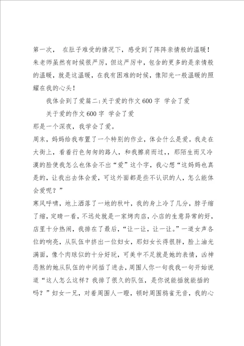 我体会到了爱4篇