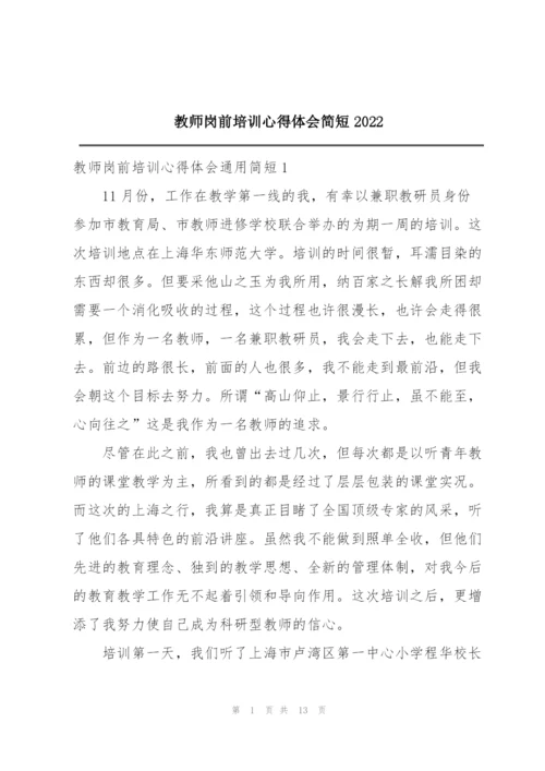 教师岗前培训心得体会简短2022.docx