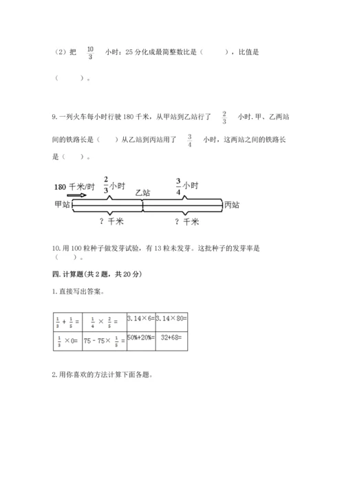 人教版六年级上册数学期末测试卷及参考答案（最新）.docx