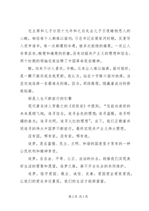 追寻延安精神体味苦辣酸甜体会.docx