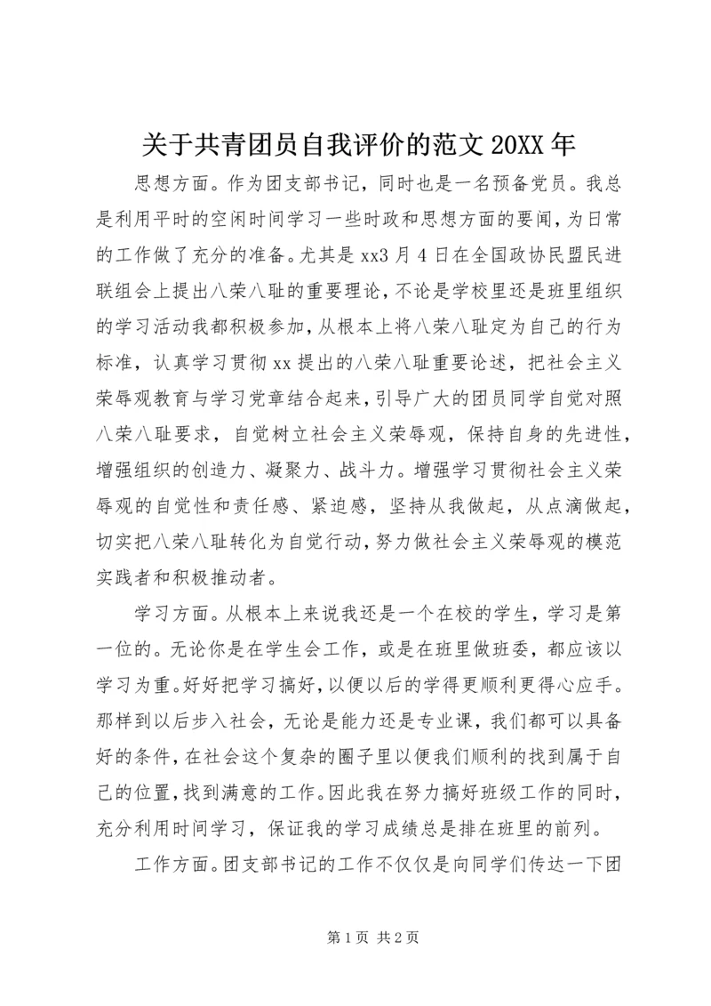 关于共青团员自我评价的范文20XX年精编.docx