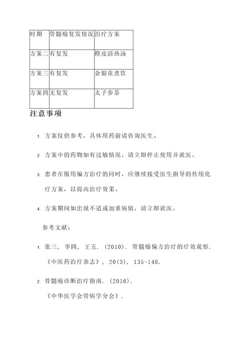 骨髓瘤复发偏方治疗方案