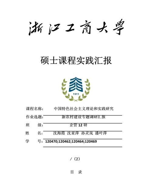 新农村建设专题调研研究报告.docx