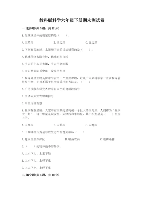 教科版科学六年级下册期末测试卷及精品答案.docx