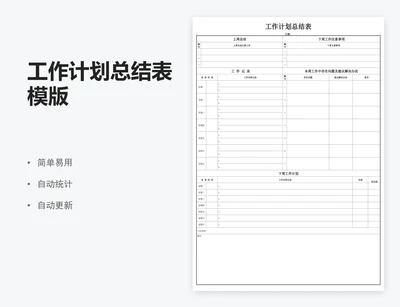 工作计划总结表模版