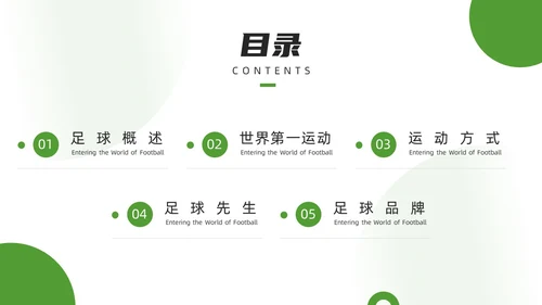 绿色简约风欢迎走进足球世界PPT模板