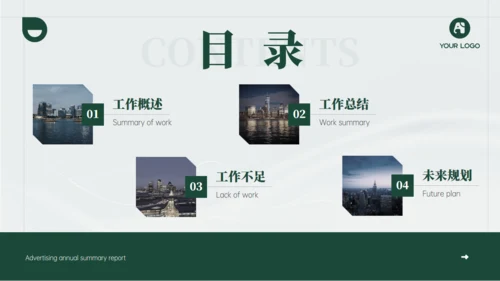 深绿色电力年度工作汇报商务通用ppt模板