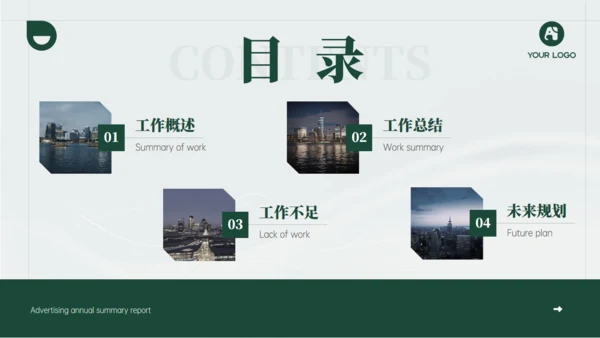 深绿色电力年度工作汇报商务通用ppt模板