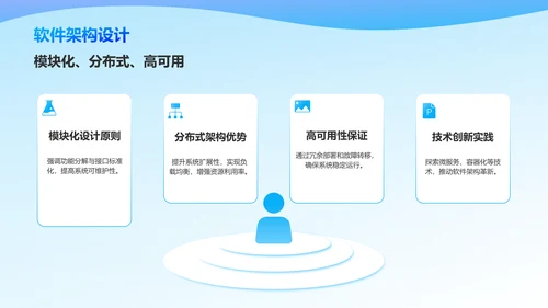 蓝色3D风信息技术与软件行业PPT模板