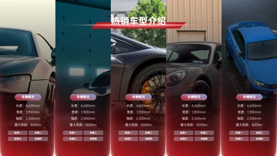 红色商务风5项图文排版PPT单页