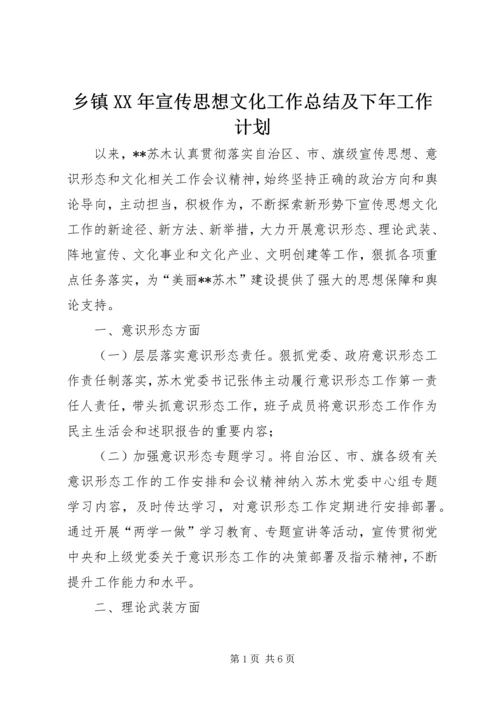 乡镇某年宣传思想文化工作总结及下年工作计划.docx