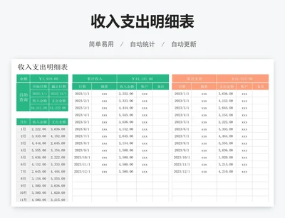 收入支出明细表