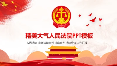 红色大气人民法律法厅年年终总结工作计划PPT
