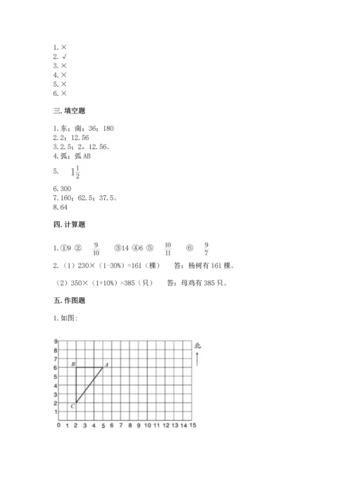 人教版六年级上册数学期末测试卷附参考答案（实用）.docx