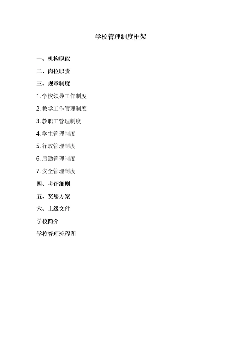 学校管理制度框架
