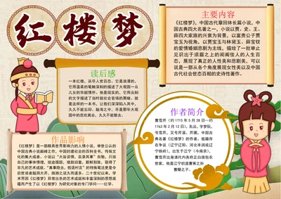 红楼梦小报读书阅读手抄报读书四大名著电子小报
