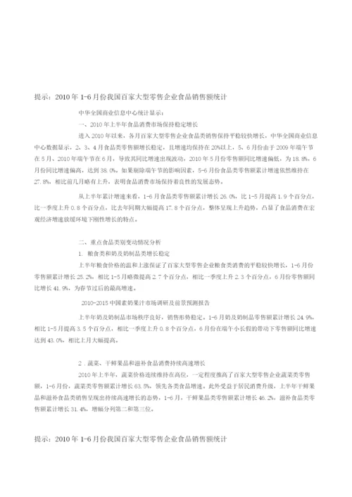 我国百家大型零售企业食品销售额统计.docx
