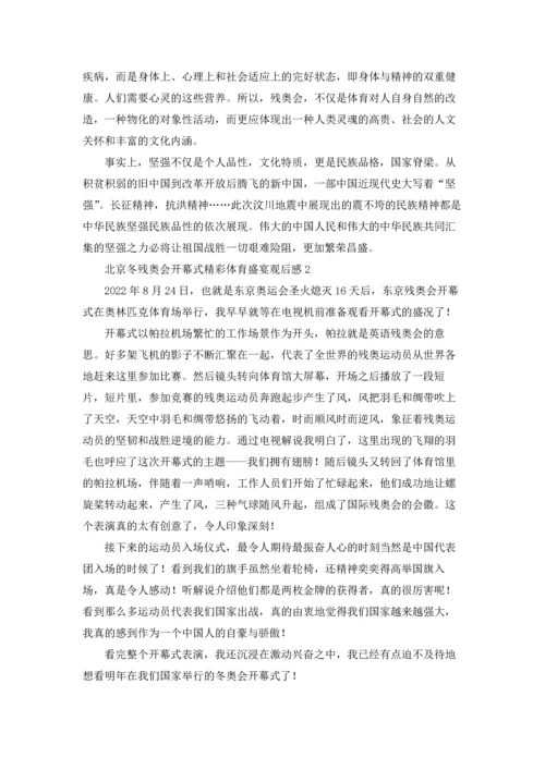 北京冬残奥会开幕式精彩体育盛宴观后感（通用8篇）.docx