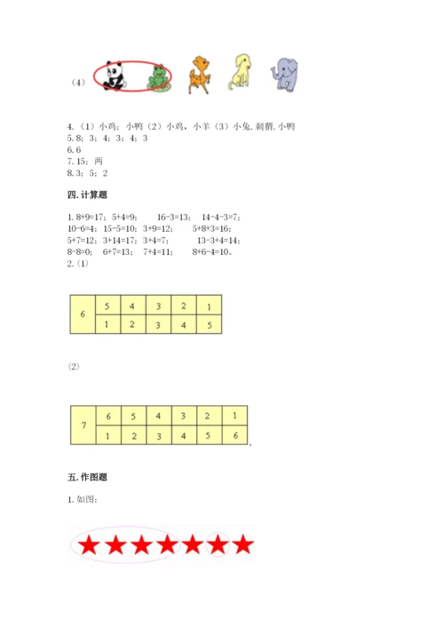 人教版一年级上册数学期末测试卷带答案（综合题）.docx