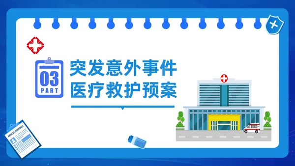 蓝色插画风医院应急预案演练实施方案PPT模板