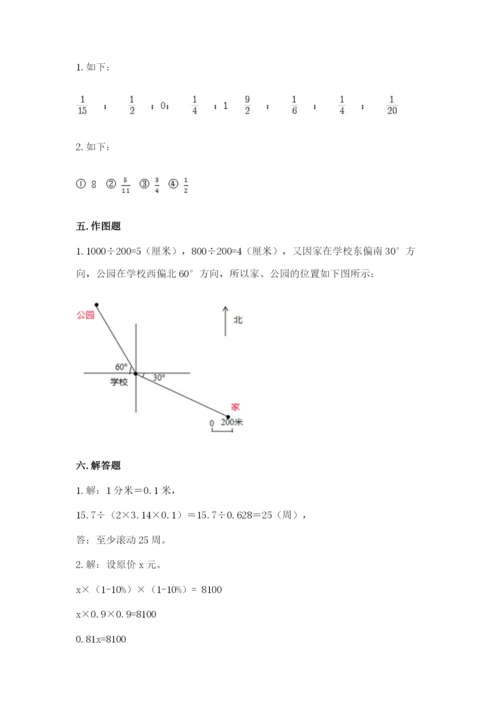 2022年人教版六年级上册数学期末测试卷【预热题】.docx