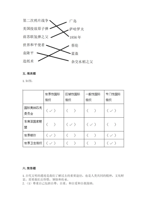 部编版道德与法治六年级下册期末测试卷附答案（夺分金卷）.docx